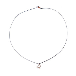 WILD Single Thread Necklace/Chocker Heart - Grey