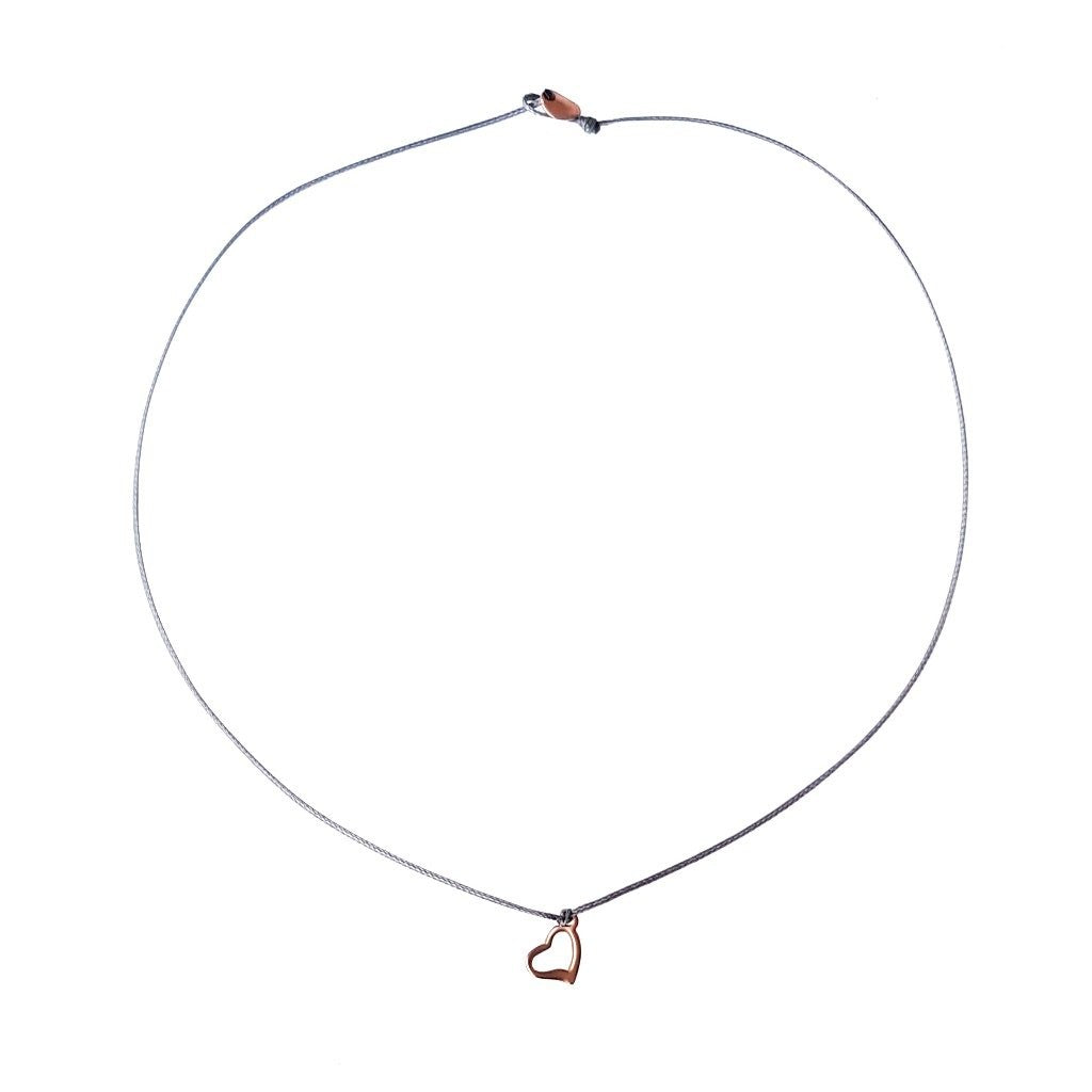 WILD Single Thread Necklace/Chocker Heart - Grey