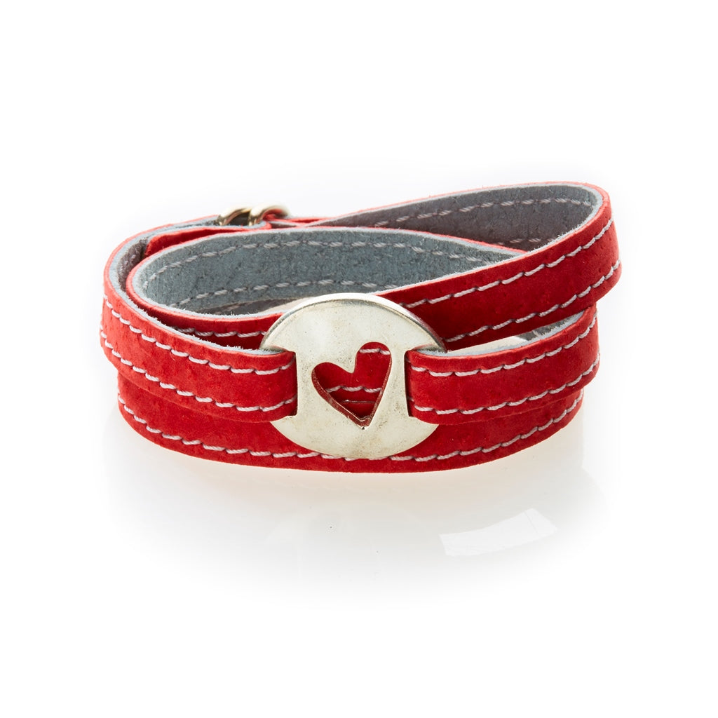 BOLD Reversible suede Bracelet & Choker Heart Cut Out - Red/Dark Grey - No Memo