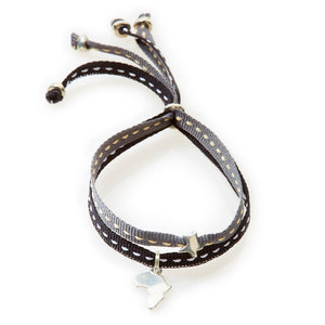 CHEEKY Bracelet with ribbons Africa - Black/Dark Grey - No Memo