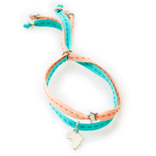 Load image into Gallery viewer, CHEEKY Bracelet with ribbons Africa - Peach/Emerald - No Memo