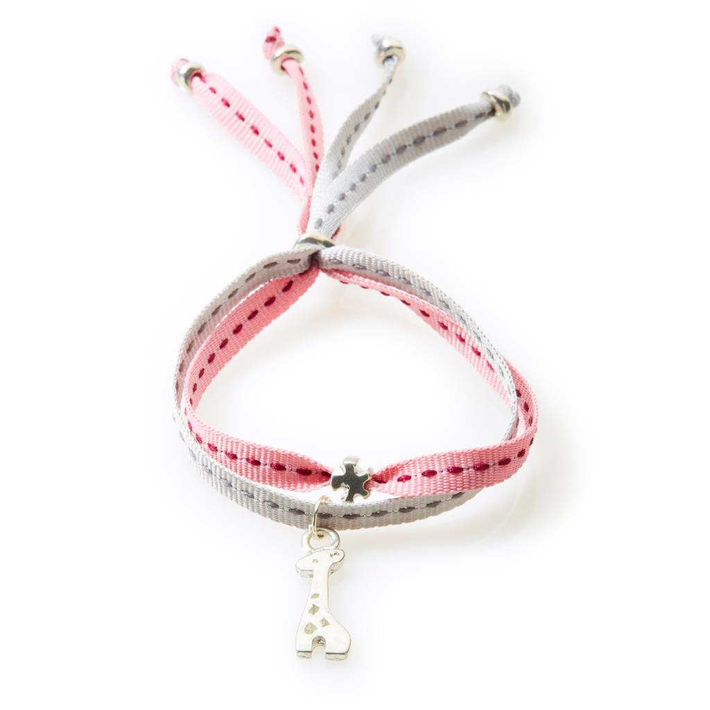 CHEEKY Bracelet with ribbons Giraffe - Dusty Pink/Light Grey - No Memo