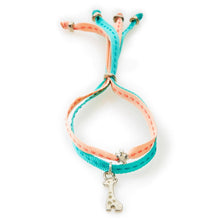 Load image into Gallery viewer, CHEEKY Bracelet with ribbons Giraffe - Peach/Emerald - No Memo