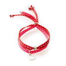 Load image into Gallery viewer, CHEEKY Bracelet with ribbons Heart - Cerise/Red - No Memo