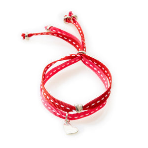 CHEEKY Bracelet with ribbons Heart - Cerise/Red - No Memo