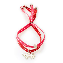 Load image into Gallery viewer, CHEEKY Bracelet with ribbons Horse - Cerise/Red - No Memo