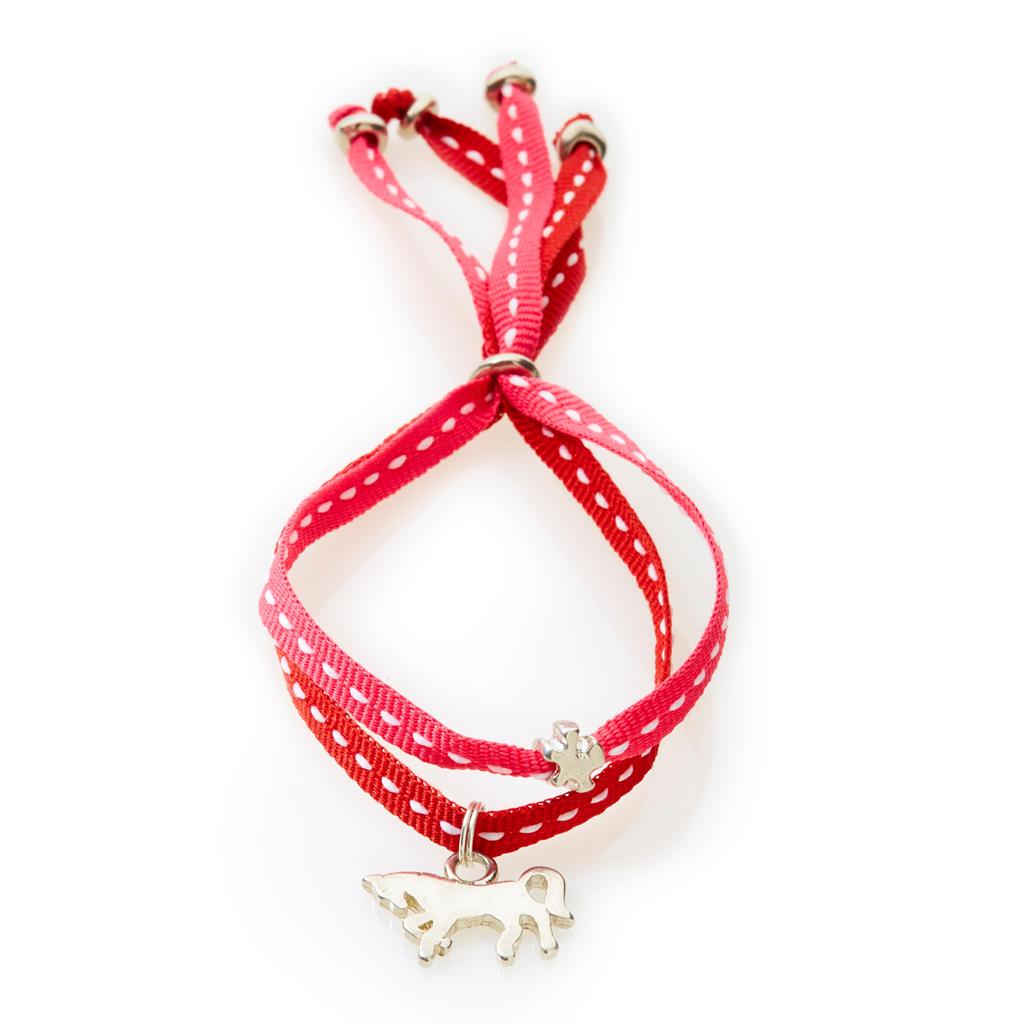 CHEEKY Bracelet with ribbons Horse - Cerise/Red - No Memo