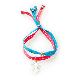 CHEEKY Bracelet with ribbons Meerkat - Turquoise/Cerise - No Memo