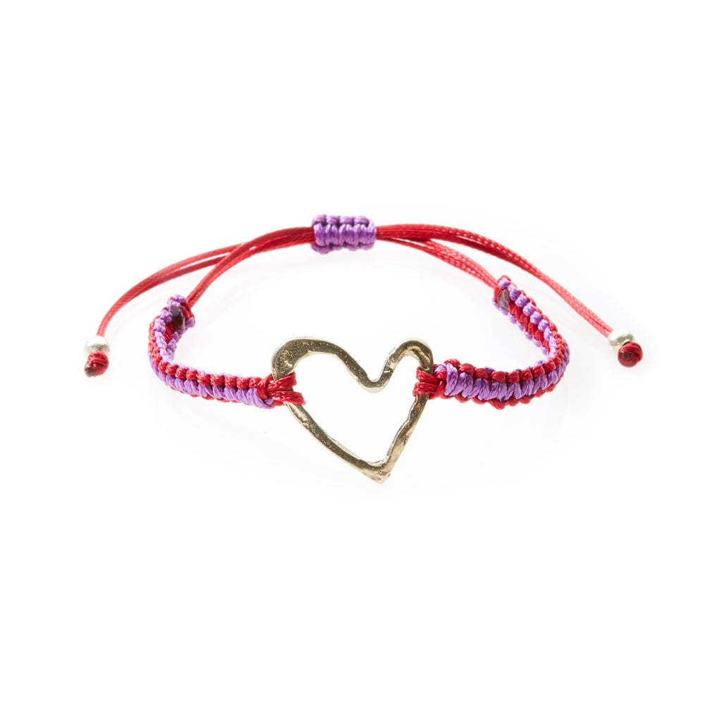 COOL Macrame Bracelet Heart - Red/Purple - No Memo