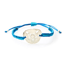 Load image into Gallery viewer, COOL Macrame Bracelet Pansy Shell/Sand dollar - Navy blue/Turquoise - No Memo