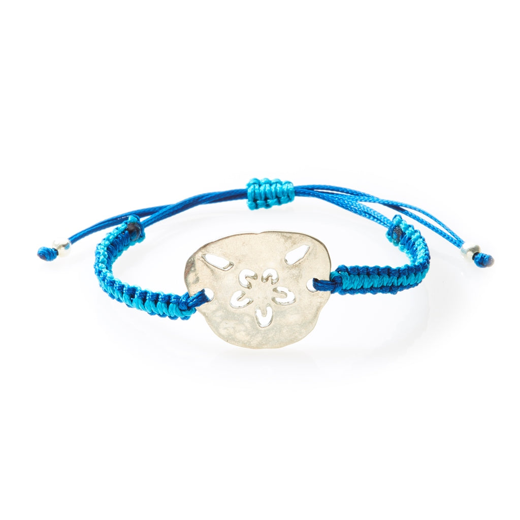 COOL Macrame Bracelet Pansy Shell/Sand dollar - Navy blue/Turquoise - No Memo