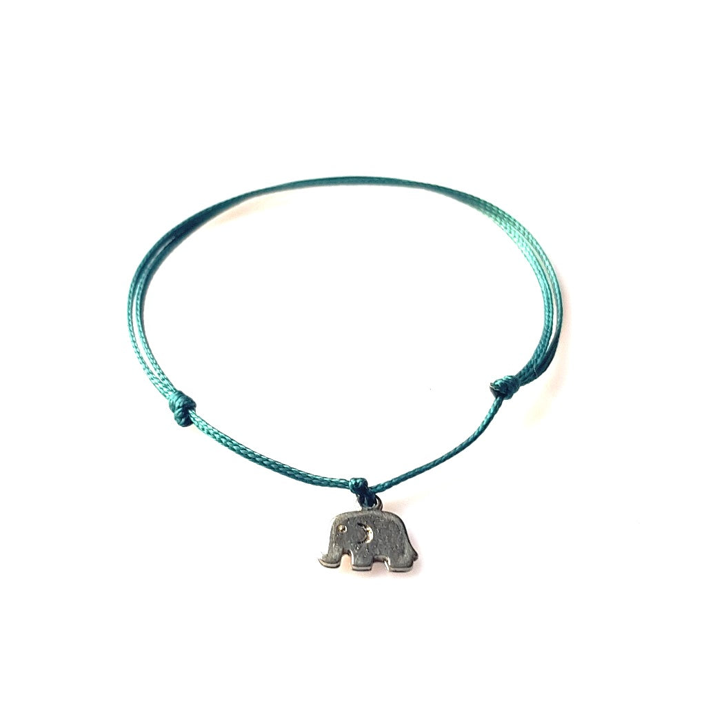 DAINTY Single Thread Bracelet Elephant - Emerald - No Memo