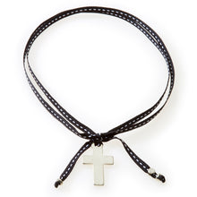 Load image into Gallery viewer, FEISTY Ribbon Necklace &amp; Choker Cross - Black - No Memo