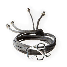 Load image into Gallery viewer, FIERCE Versatile faux suede Bracelet, Necklace &amp; Choker Elephant - Charcoal G - No Memo
