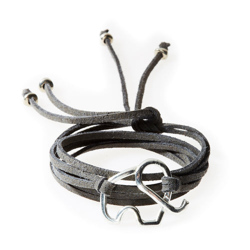 FIERCE Versatile faux suede Bracelet, Necklace & Choker Elephant - Charcoal G - No Memo