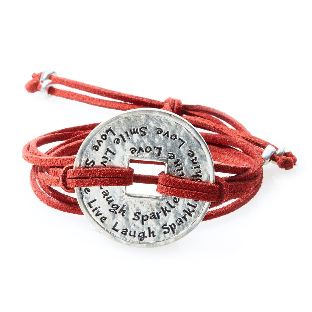 FIERCE Versatile faux suede Bracelet, Necklace & Choker Engraved Coin - Tobac - No Memo