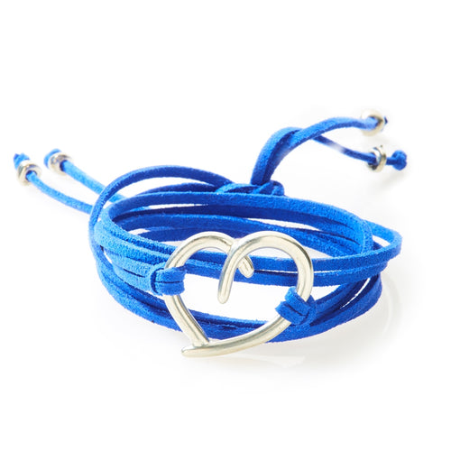 FIERCE Versatile faux suede Bracelet, Necklace & Choker Heart - Royal Blue - No Memo