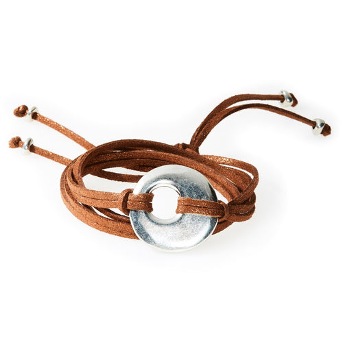 FIERCE Versatile faux suede Bracelet, Necklace & Choker Round Disk - Bronze S - No Memo