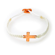 Load image into Gallery viewer, ICON Macrame Bracelet Cross - Pearl White - No Memo