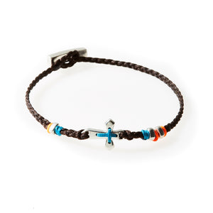 LEGEND Braided Bracelet Cross - Dark Brown - No Memo
