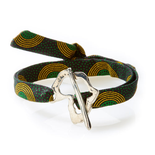 QUIRKY Shweshwe Bracelet Africa - Green - No Memo