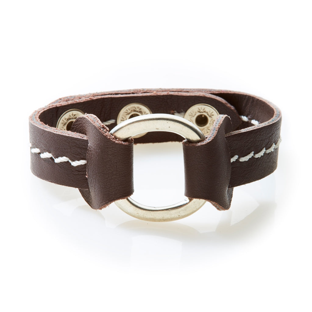 STUD Leather Bracelet with studs Dark Brown - No Memo