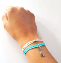 Load image into Gallery viewer, CHEEKY Bracelet with ribbons Meerkat - Turquoise/Cerise - No Memo