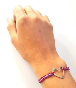 COOL Macrame Bracelet Heart - Red/Purple - No Memo