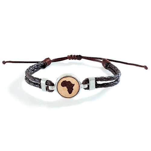 HUNK Braided leather Bracelet Africa - Dark Brown - No Memo